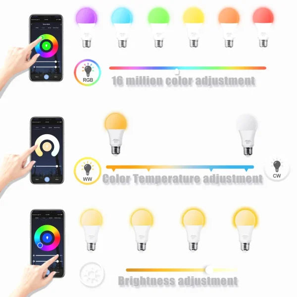 16 Color Changing Smart Wifi Rgb Led Bulb,  Changing – Voice Controlled, 13watt  16 Million Colors + White